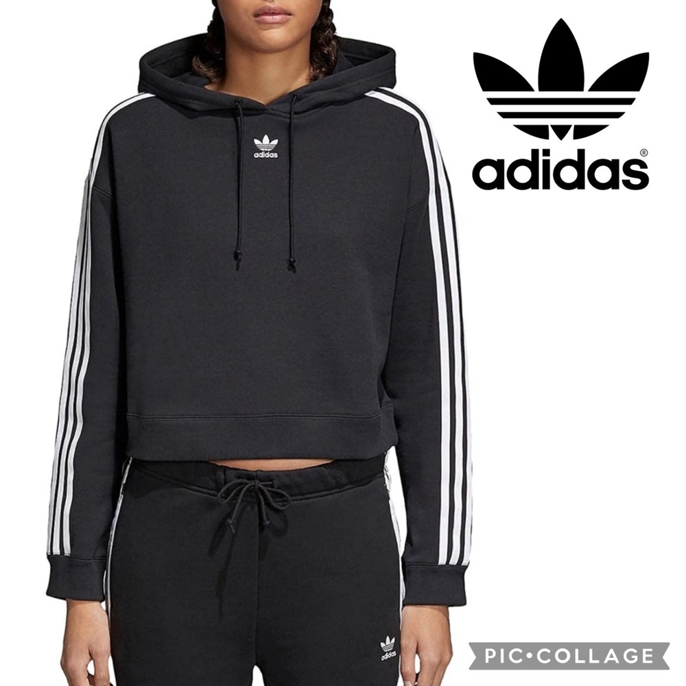 Adidas Originals Womens Cropped Hoodie {Blk/Wht} L